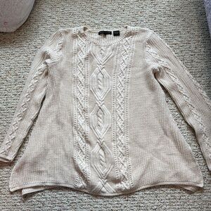 JEANNE PIERRE Cream Cable Knit Crew Neck Sweater